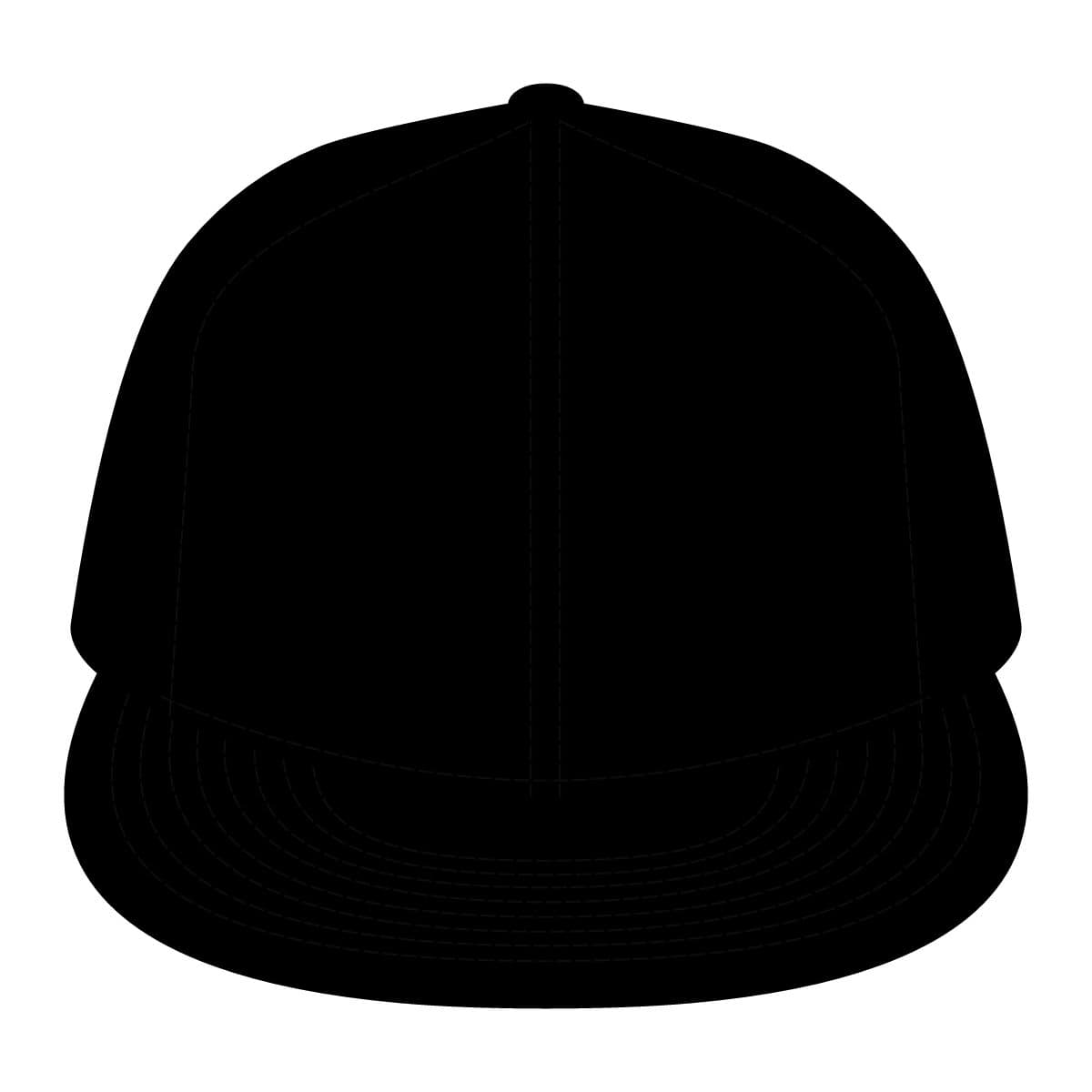 Plain black r-flex trucker cap, front view