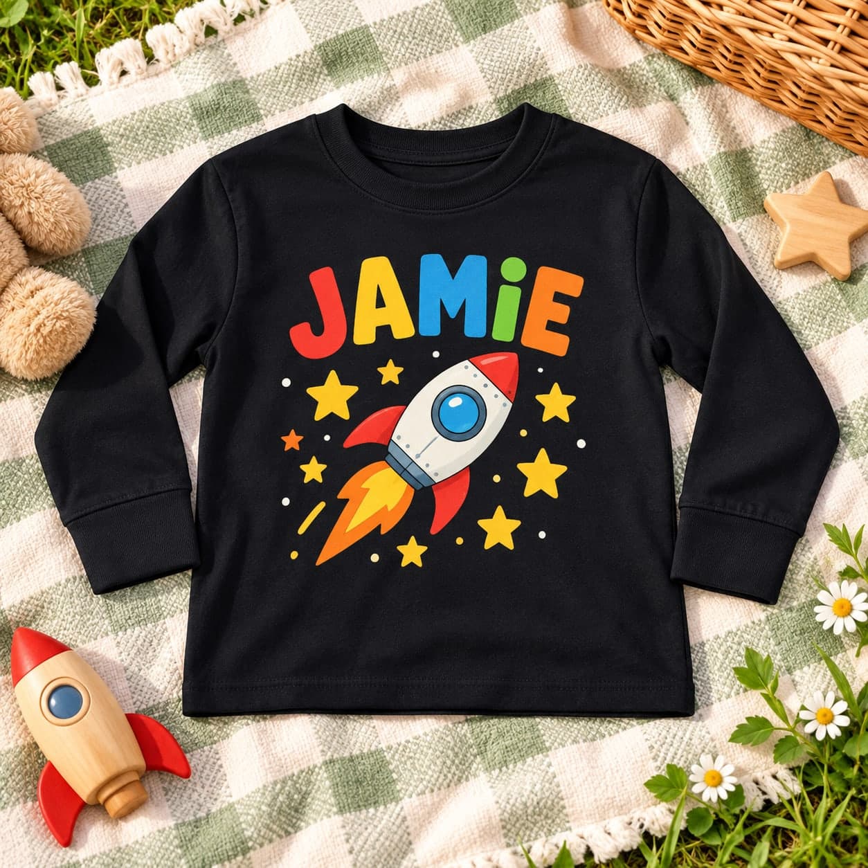 Custom Toddler Cotton Long Sleeve Shirt with Your Photo or Text