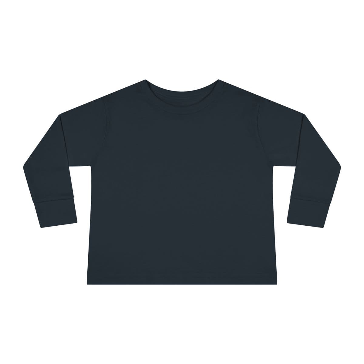 Plain black toddler long sleeve tee, front view