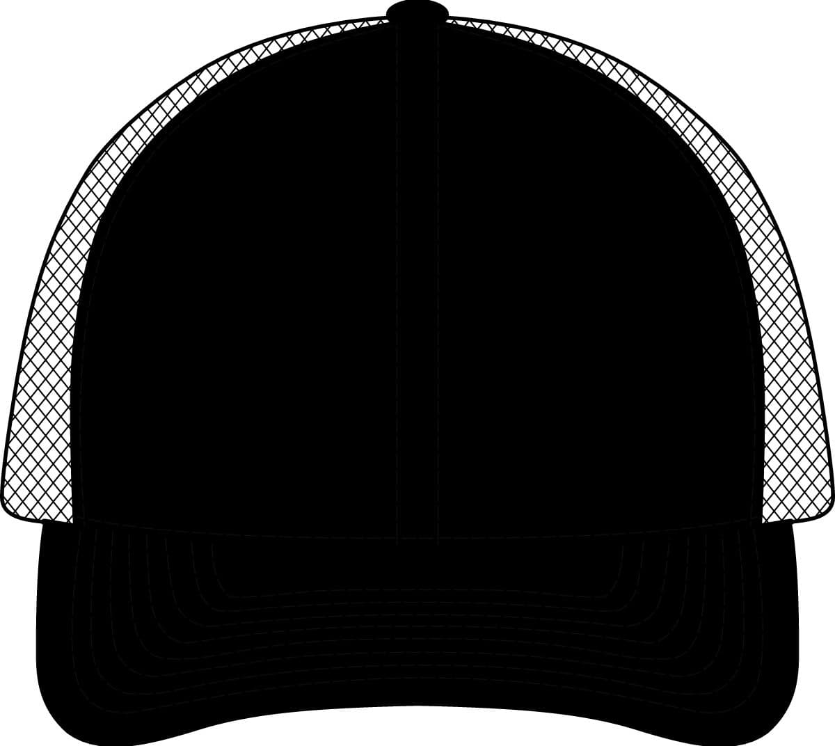 Plain black/ white split cap, front view