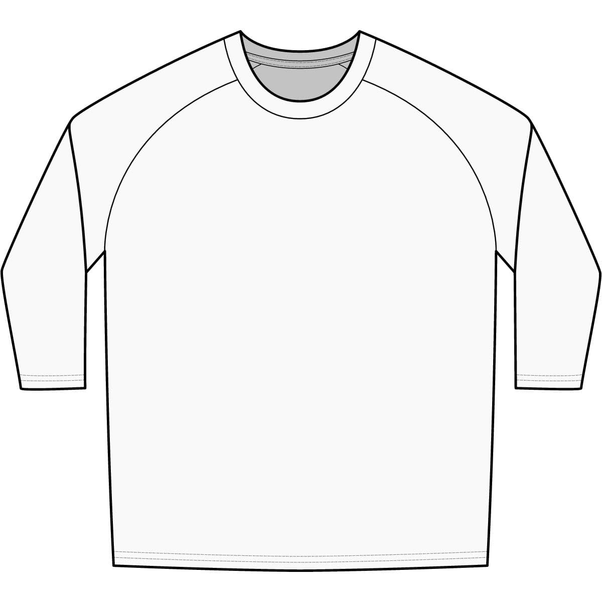 Plain black/ white unisex cvc three-quarter sleeve tee, front view