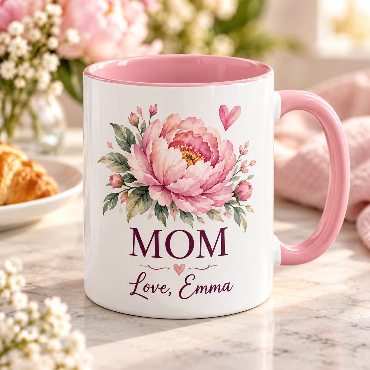 Custom Dual-Color White Ceramic Accent Mug with Your Photo or Text