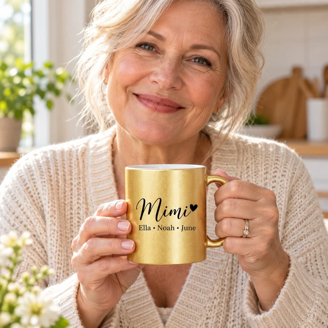 Custom Metallic Gold or Silver Ceramic Mug with Your Photo or Text