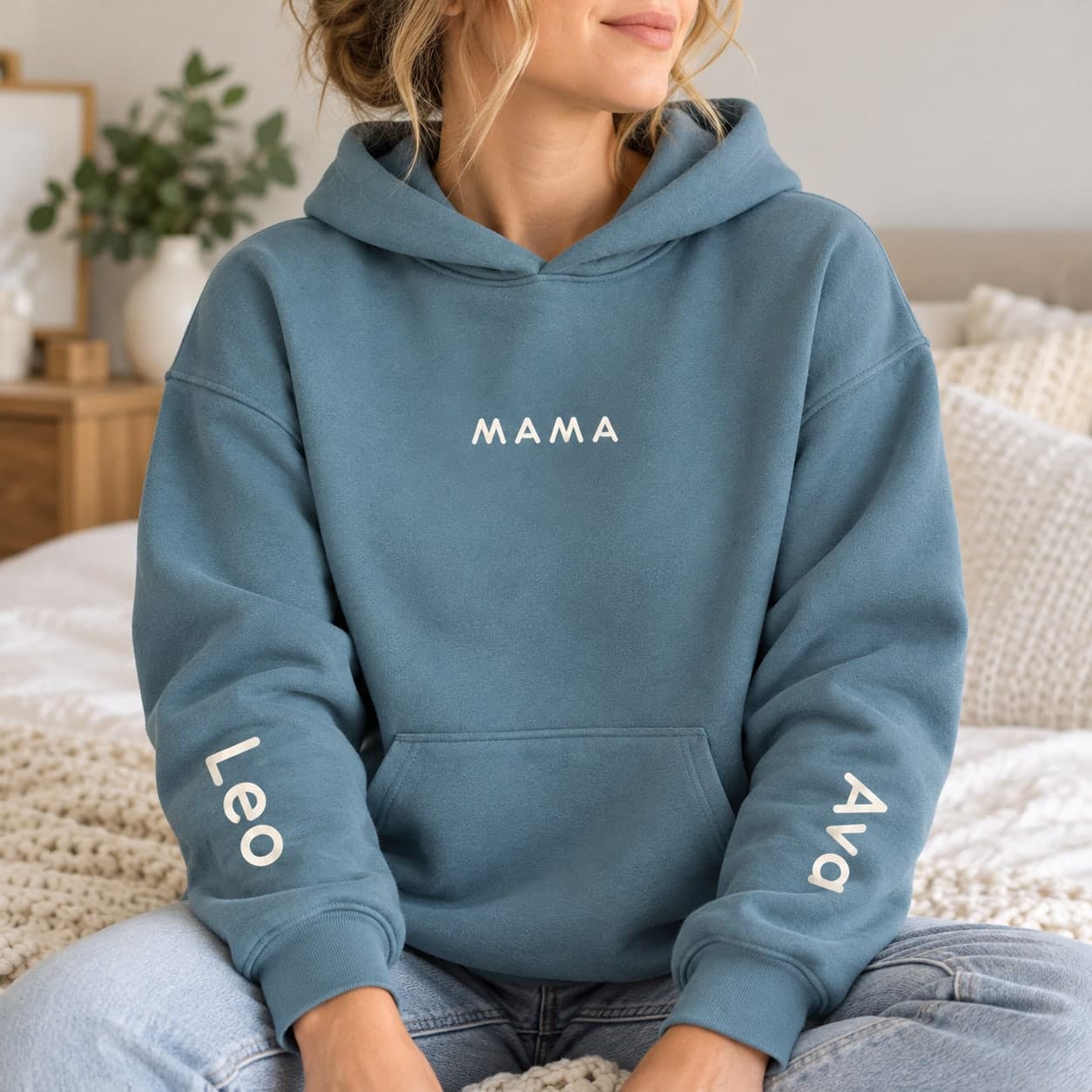 Custom Unisex Dropped Shoulder Fleece Hoodie with Your Photo or Text