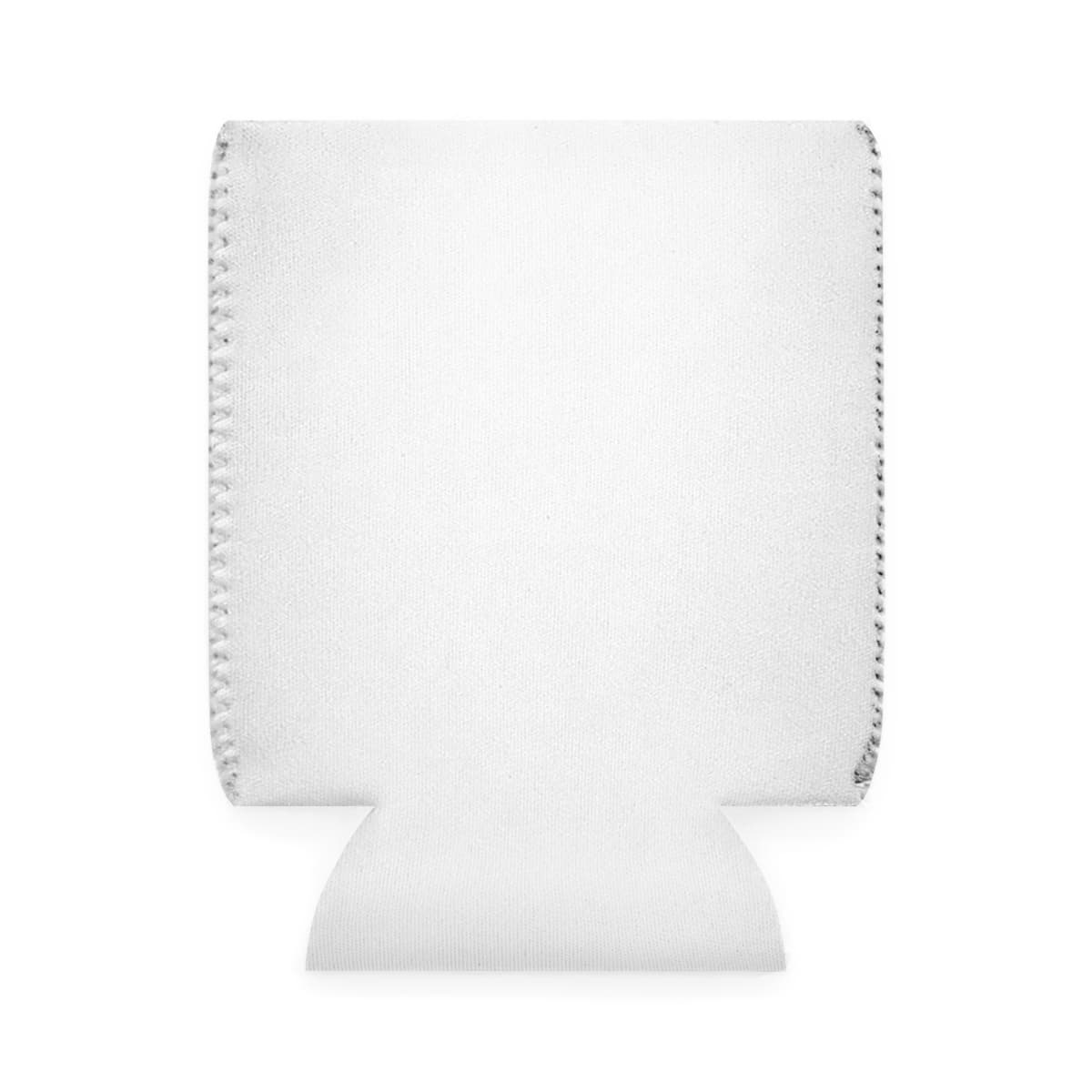 Plain white can cooler sleeve, front view
