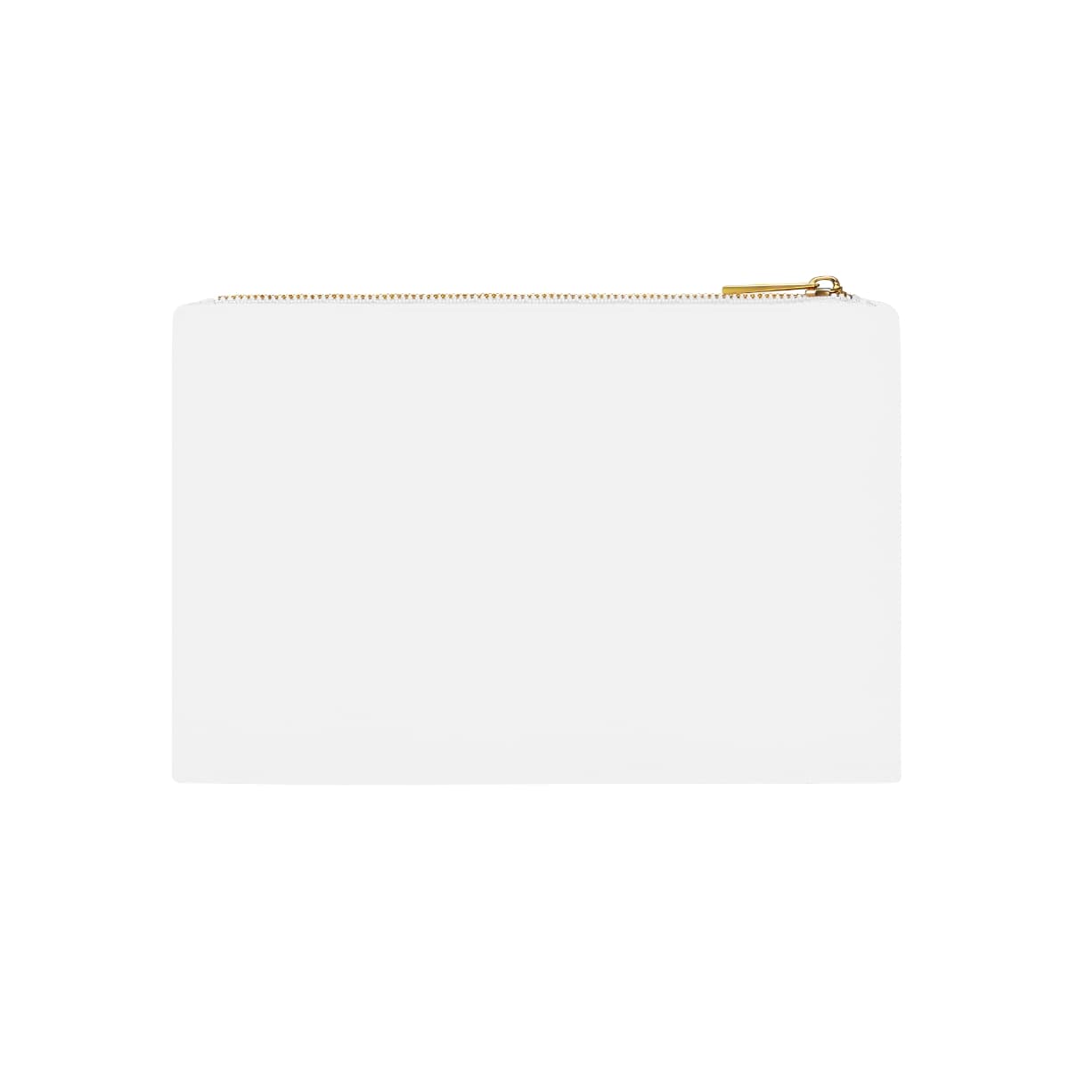 Plain white cosmetic bag, front view