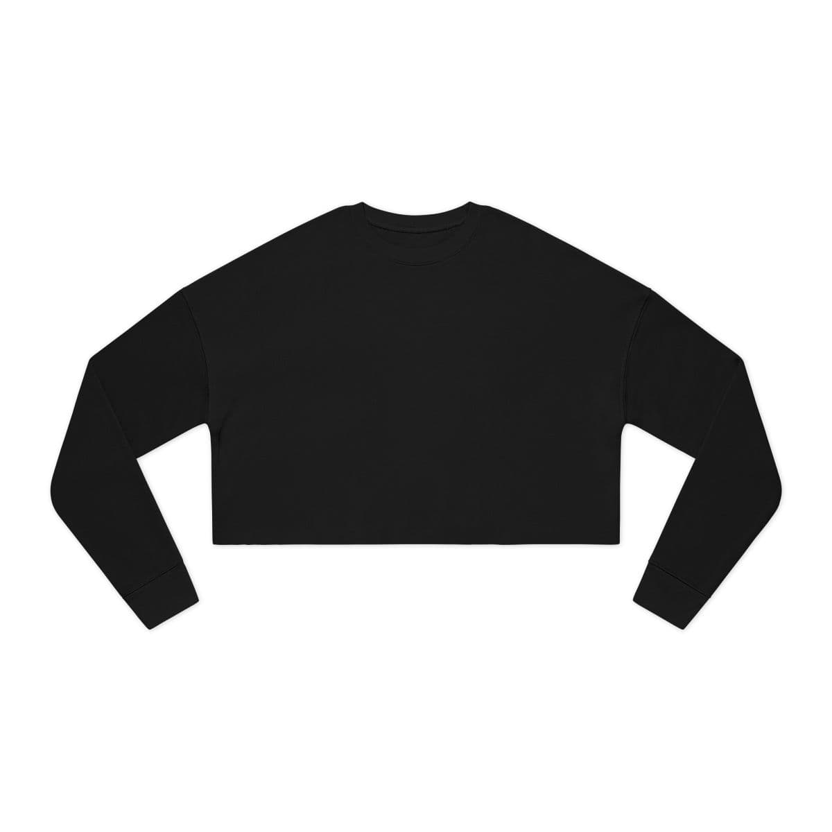 Plain black women's cropped sweatshirt, front view