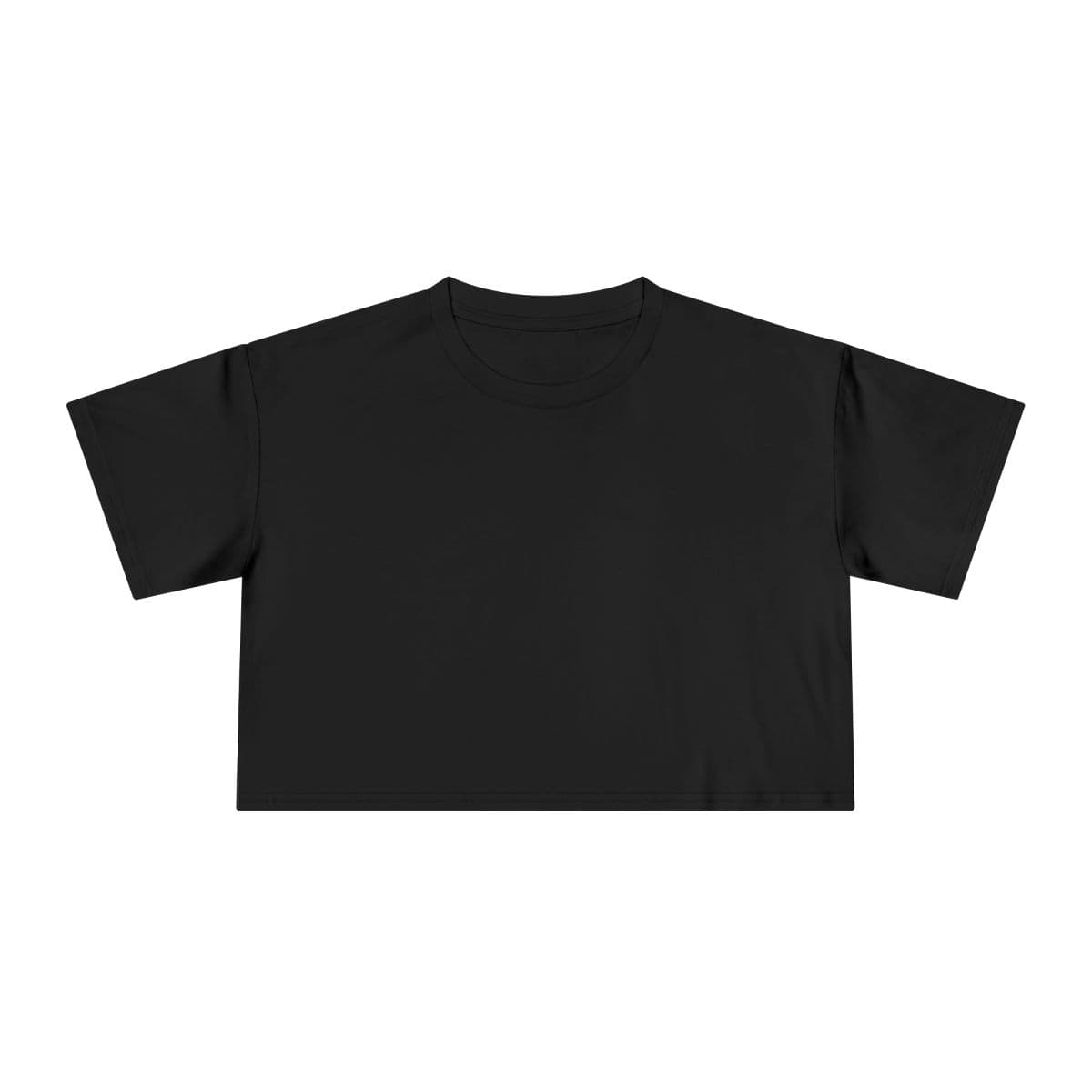Plain black women's crop tee, front view