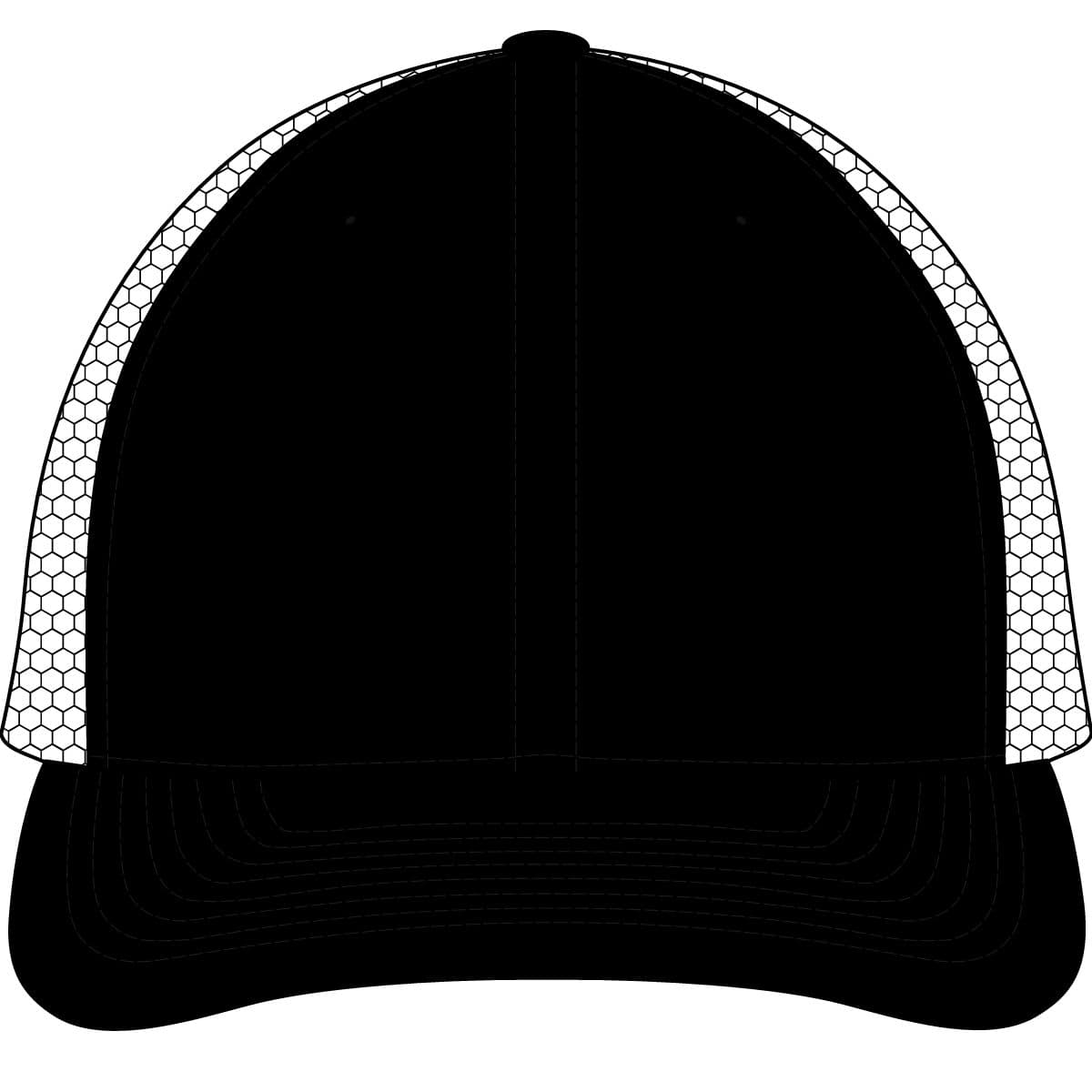 Plain black usa-made trucker cap, front view