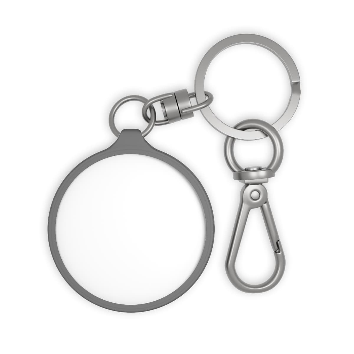 Plain grey keyring tag, front view