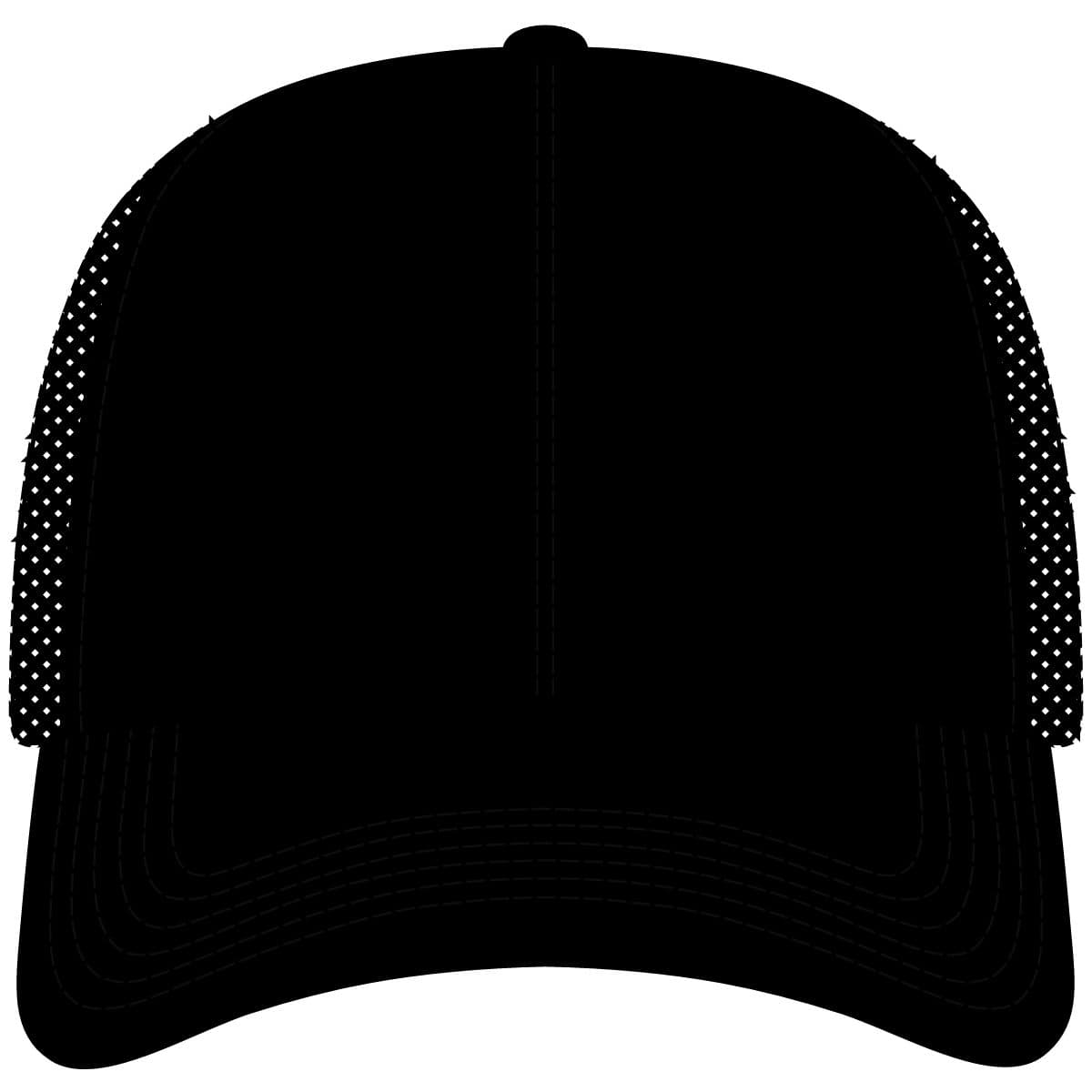 Plain black adjustable cap, front view