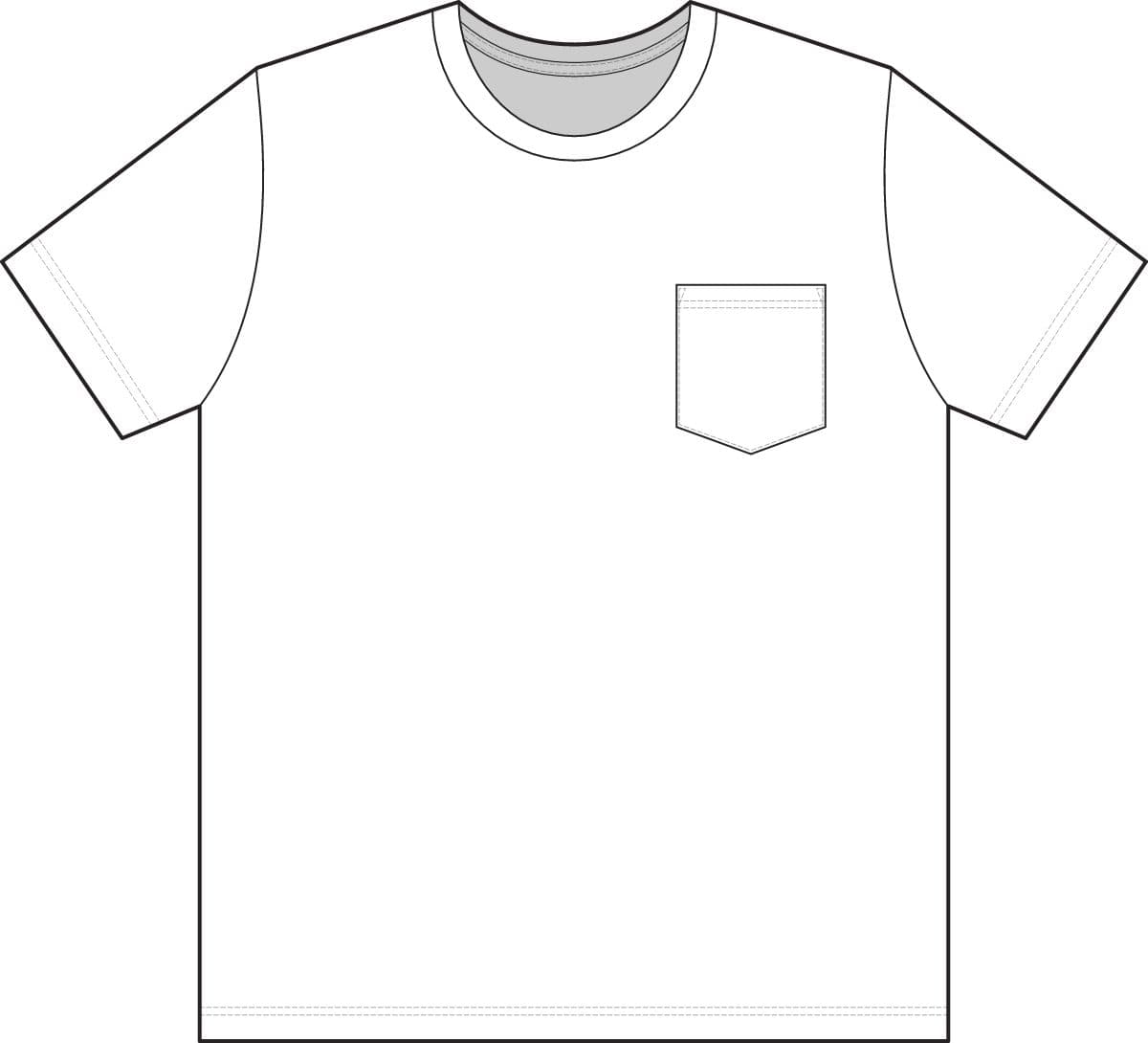 Plain white men's pocket t-shirt, front view
