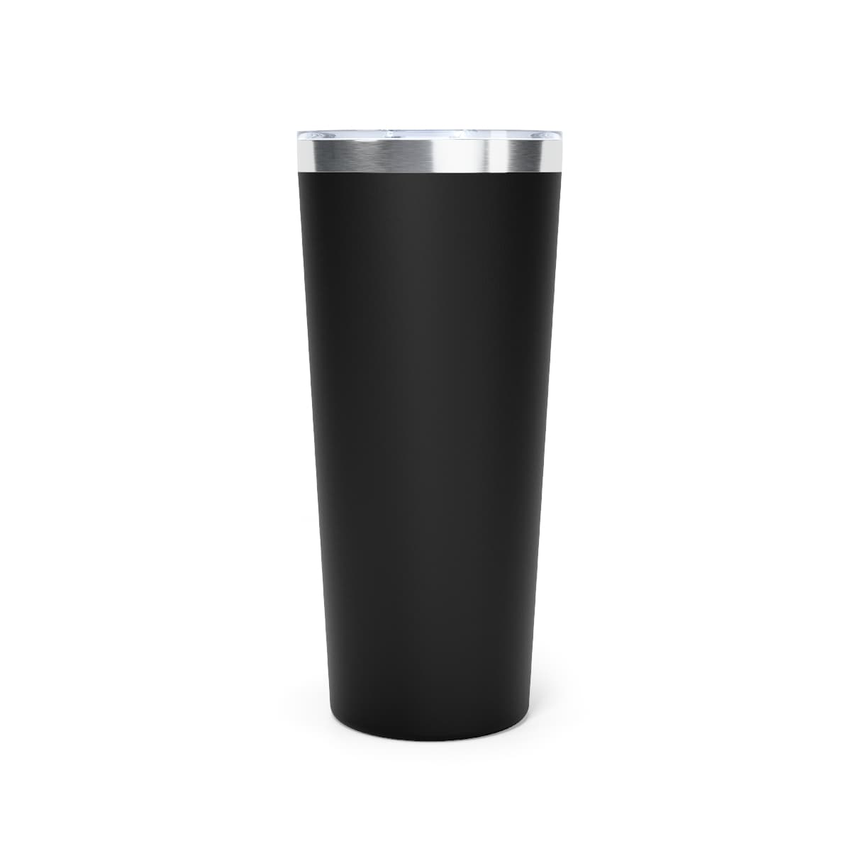 Plain black copper vacuum insulated tumbler, 22oz, front view