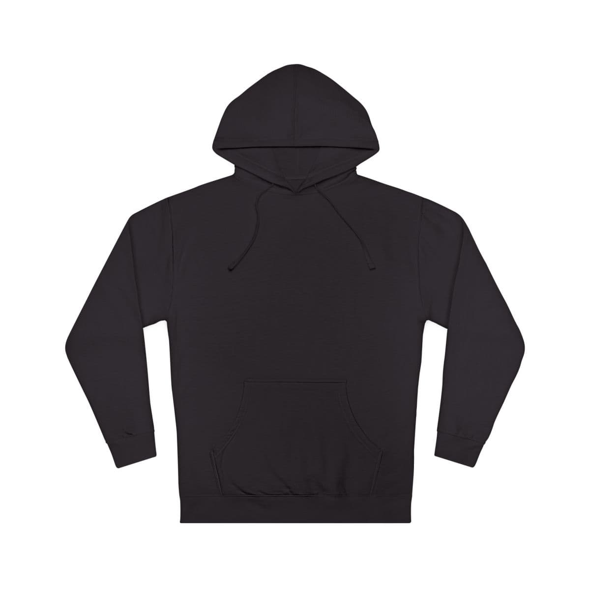 Plain black unisex hooded sweatshirt, front view