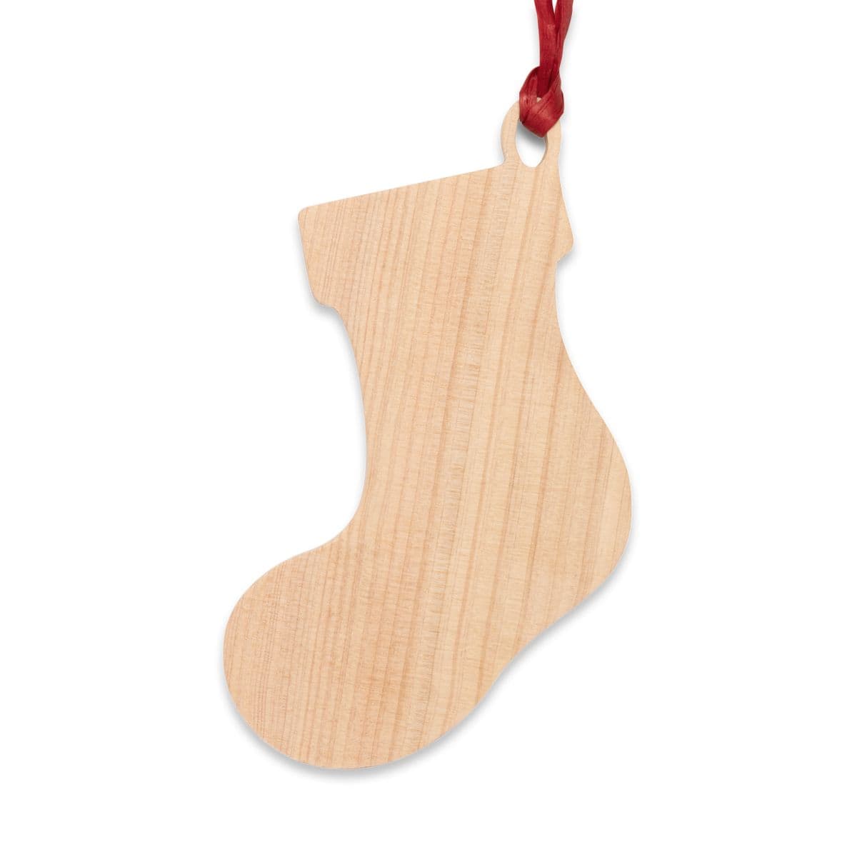 Plain wooden ornaments, front view
