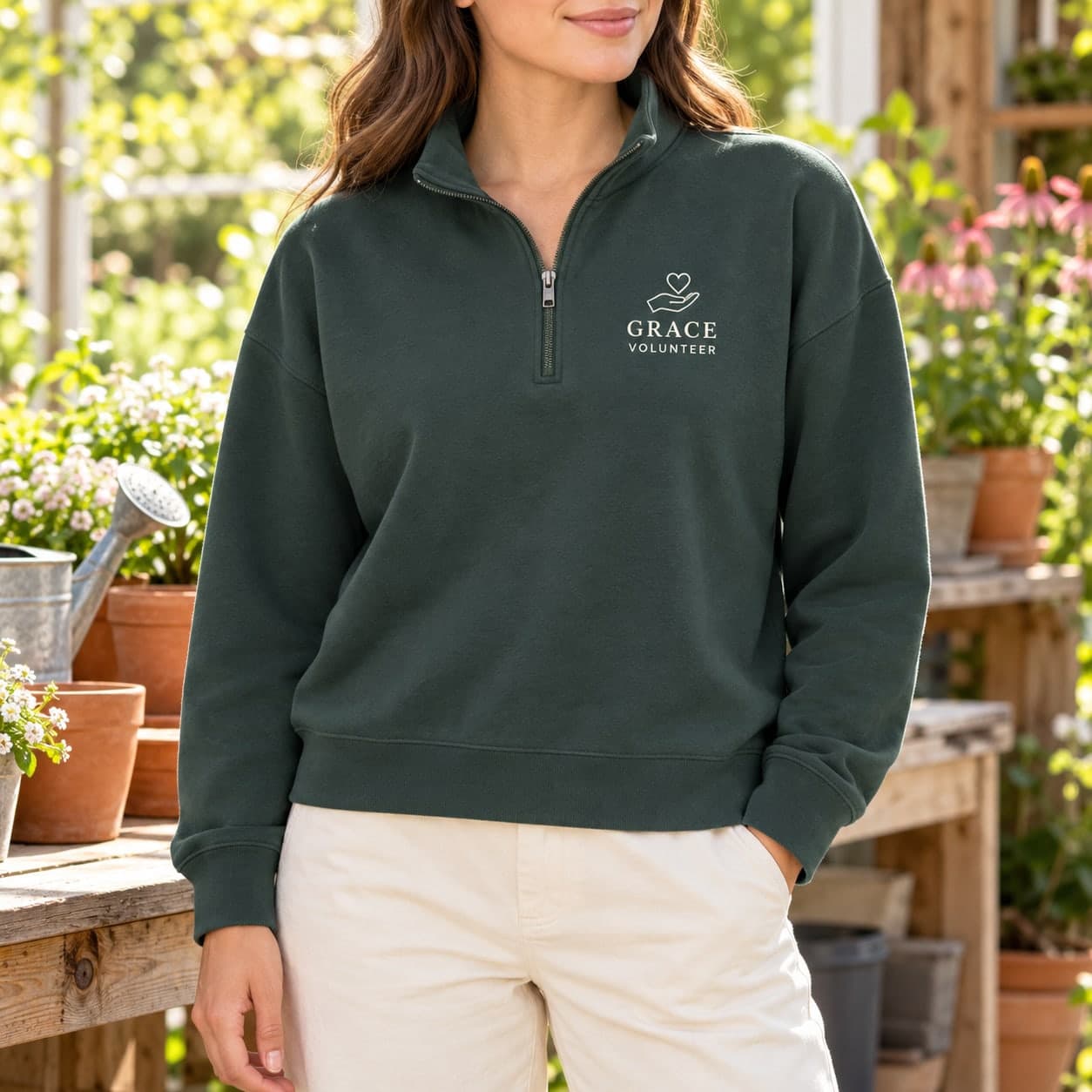 Custom Women's French Terry Quarter-Zip with Your Photo or Text
