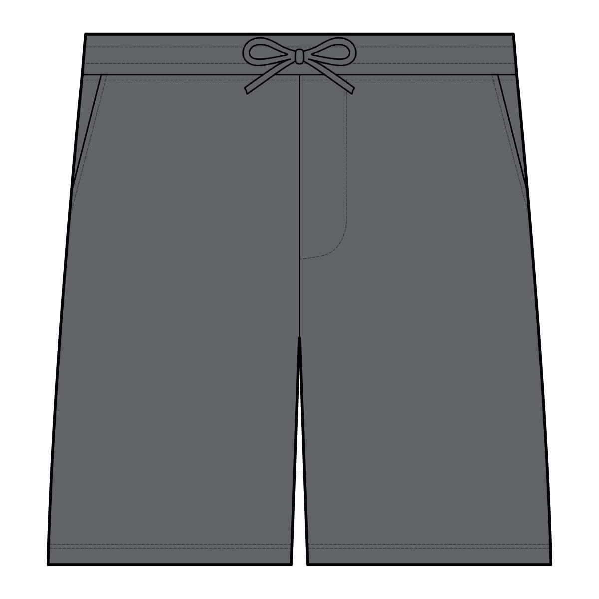 Plain pigment black unisex pigment-dyed fleece shorts, front view