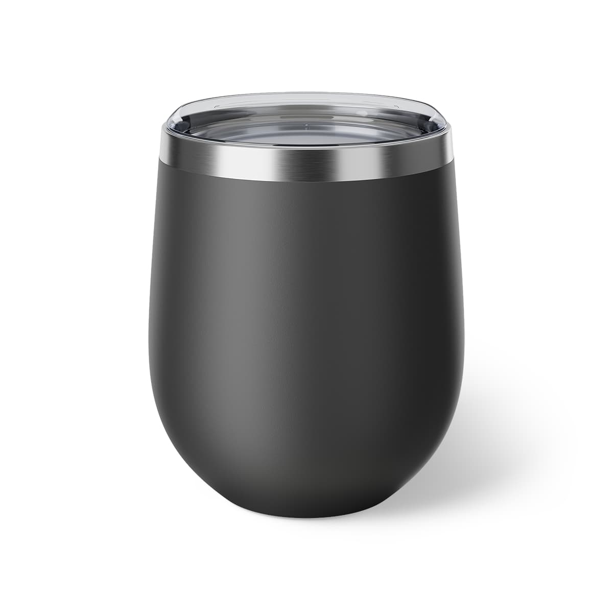 Plain black copper vacuum insulated cup, 12oz, front view