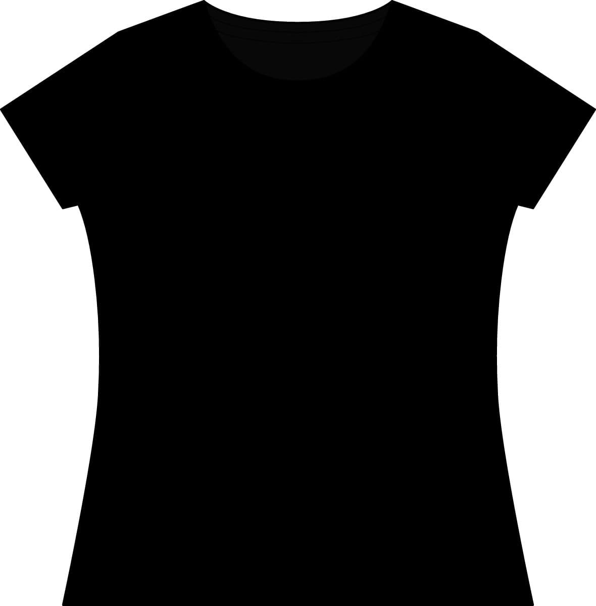 Plain black women's fine jersey tee, front view