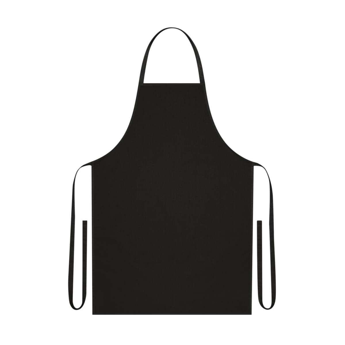 Plain black cotton apron, front view