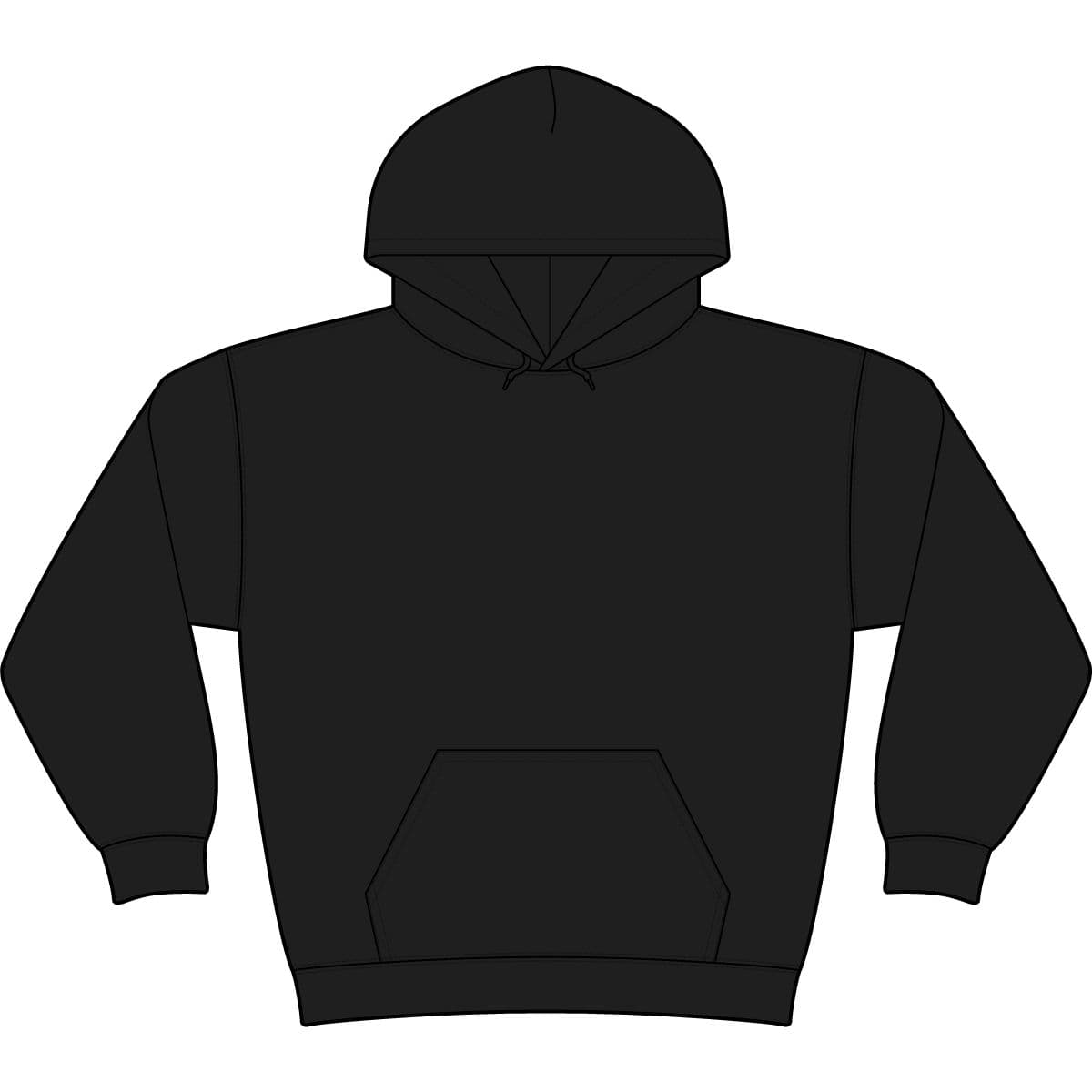 Plain black leopard unisex elevated fleece hoodie sweatshirt, front view