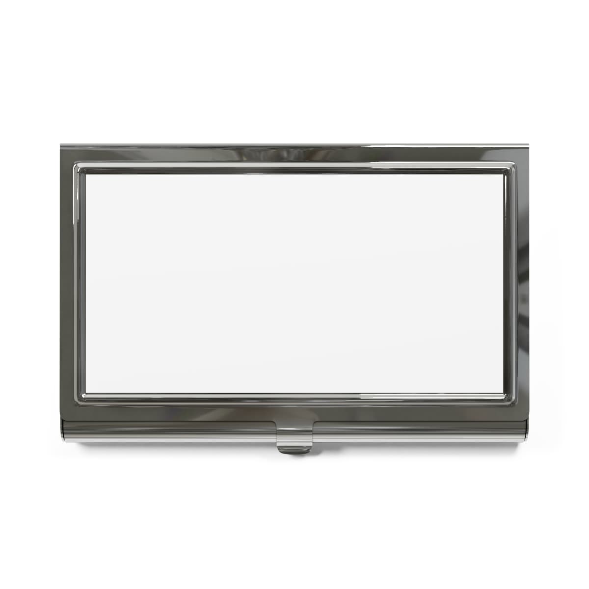 Plain silver business card holder, front view