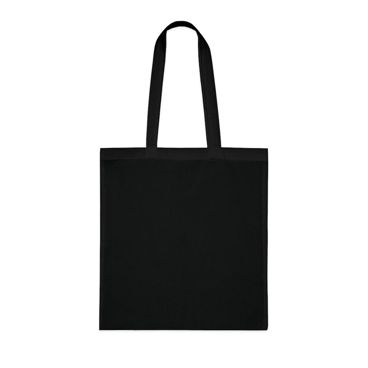 Plain black cotton tote, front view