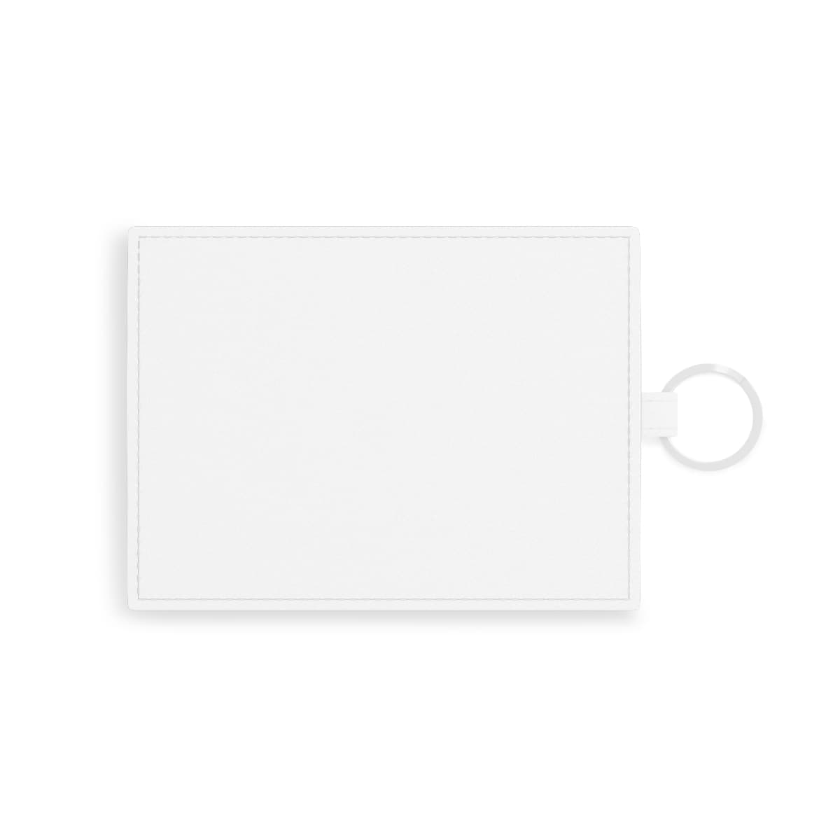 Plain white saffiano leather card holder, front view