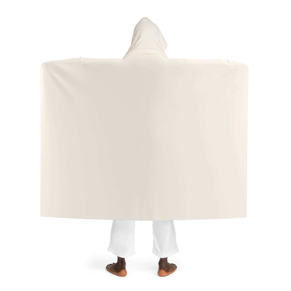 Plain cream hooded sherpa fleece blanket, front view