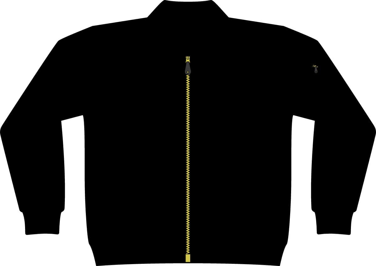 Plain black unisex bomber jacket, front view