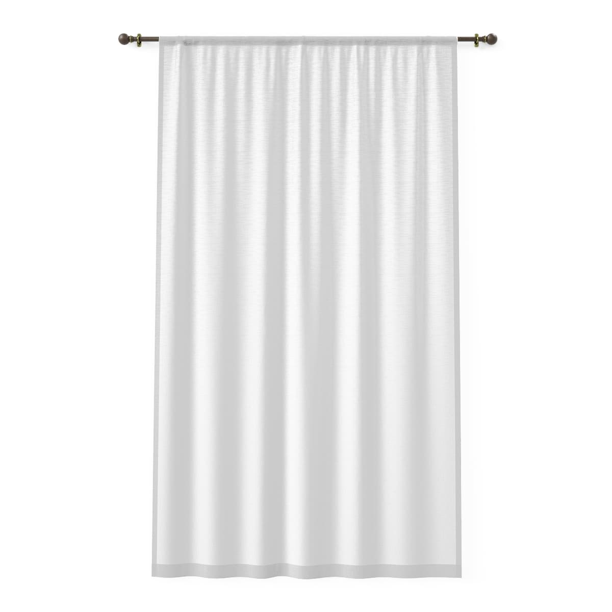 Plain white window curtain, front view