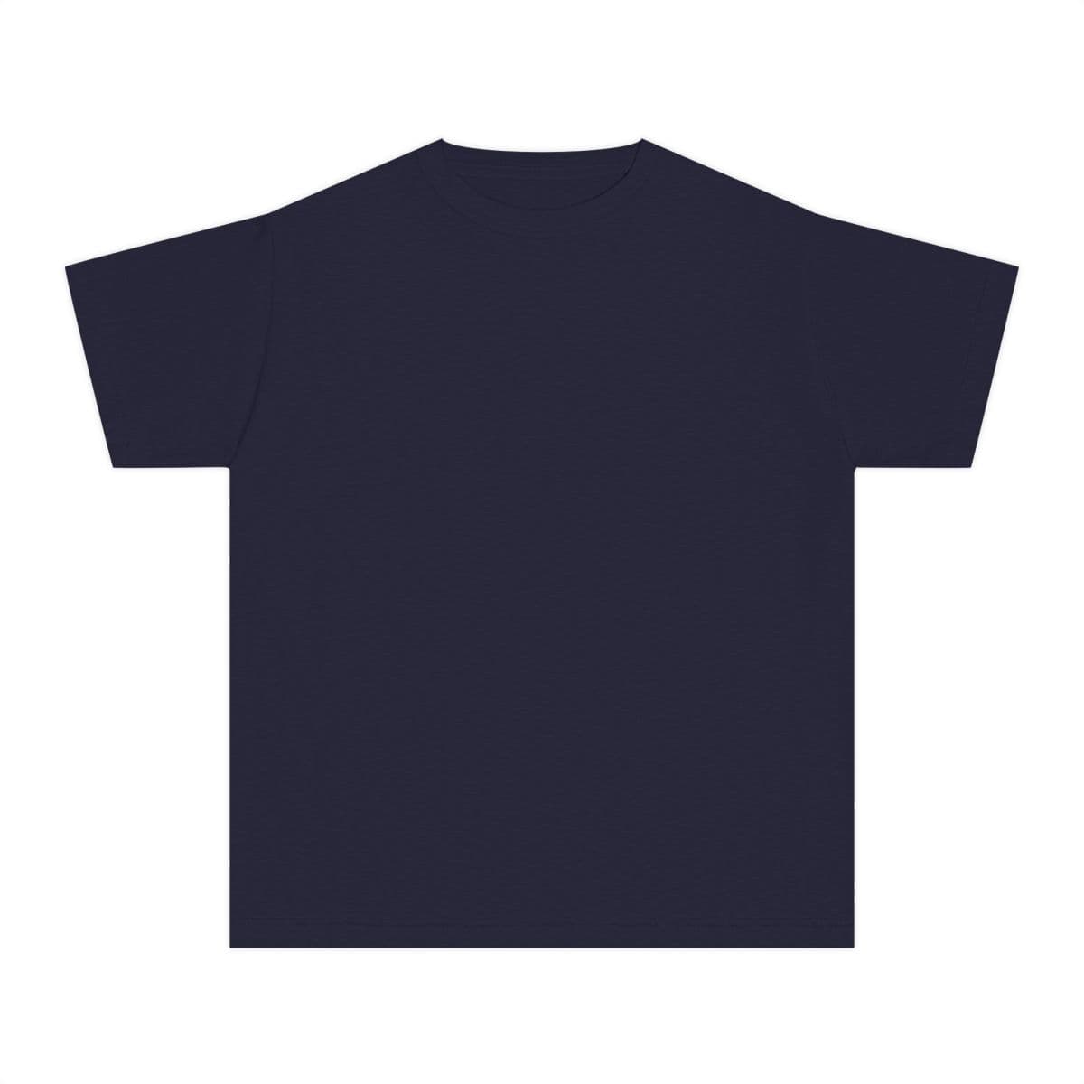 Plain true navy youth midweight tee, front view