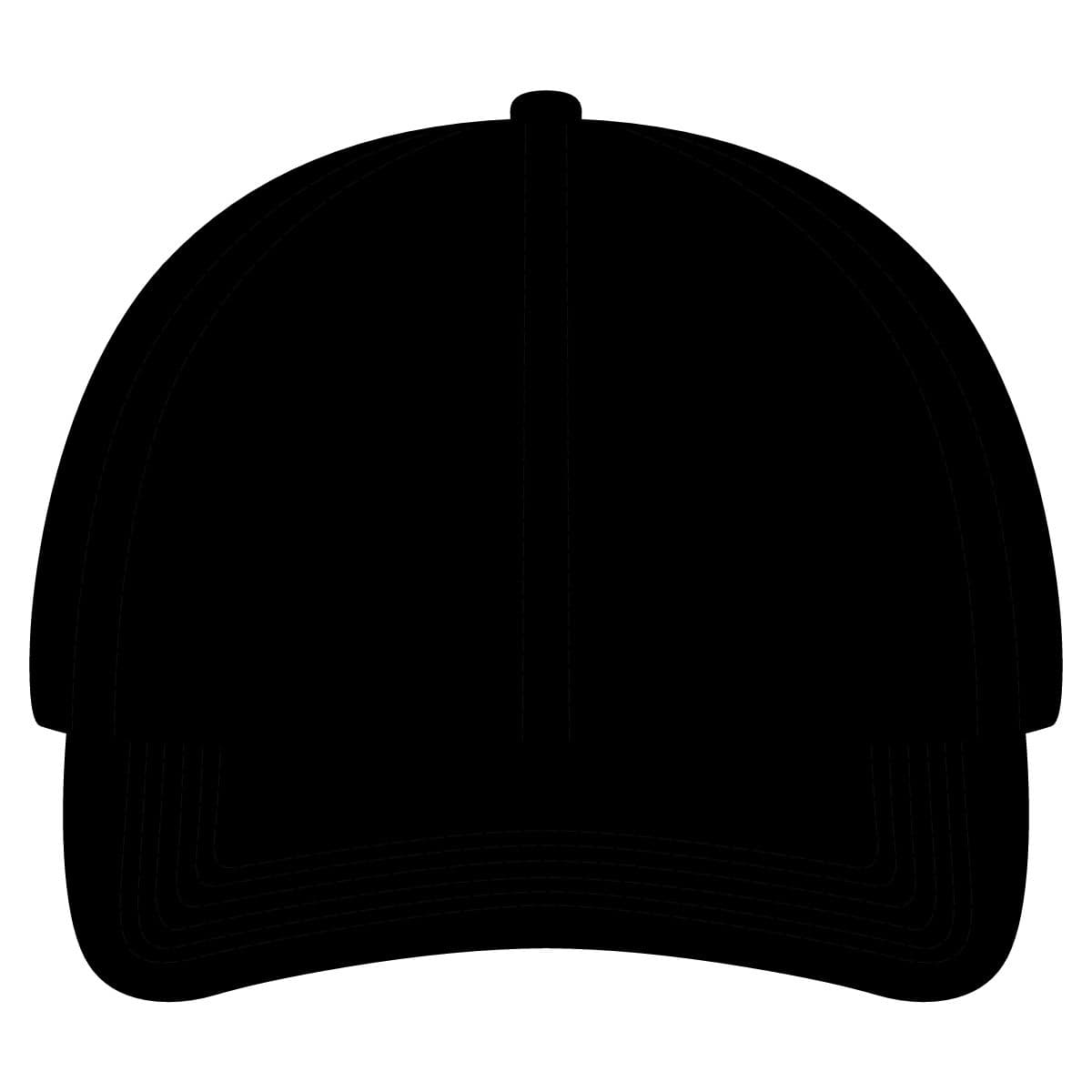 Plain black cotton twill cap, front view
