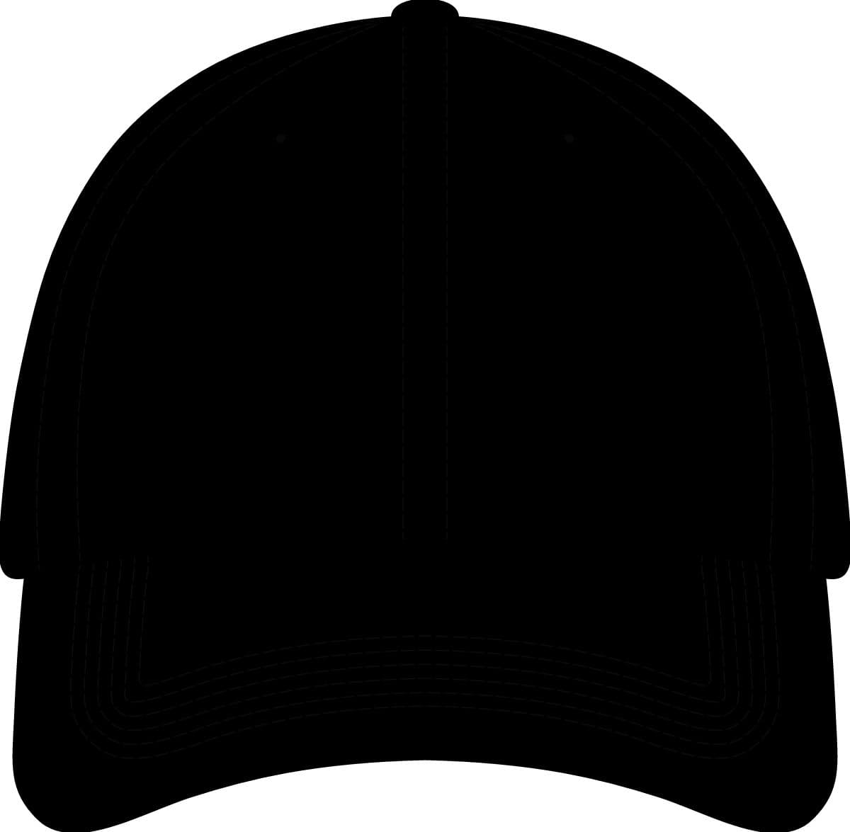 Plain black structured cap, front view