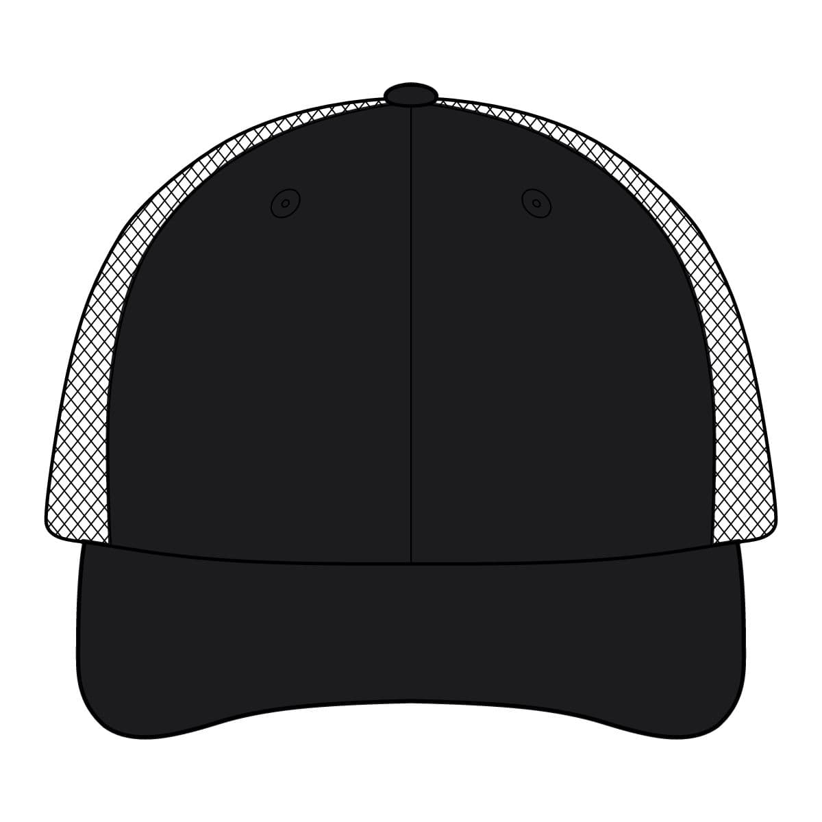 Plain black/ grey contrast stitch cap, front view