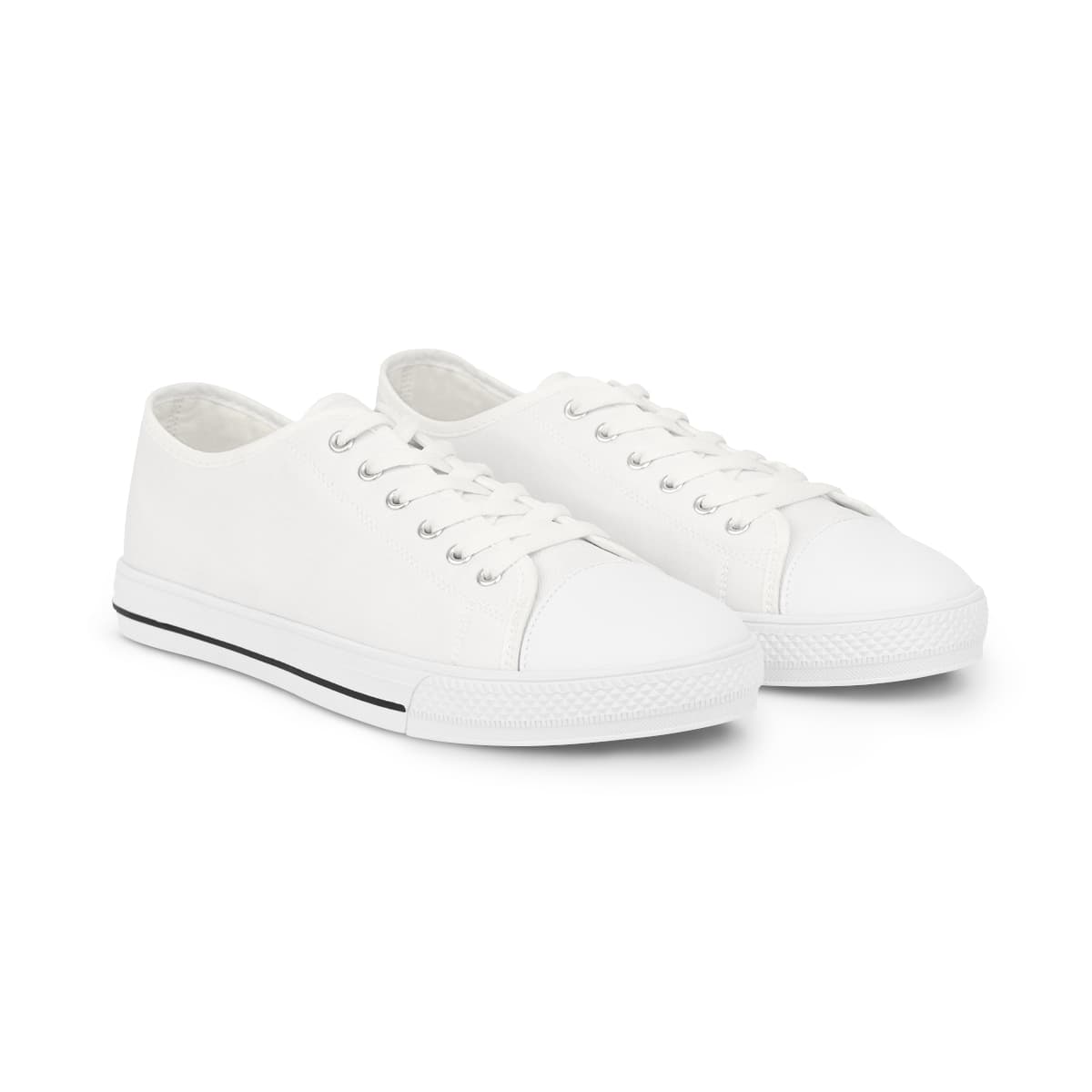 Plain white sole men's low top sneakers, front view