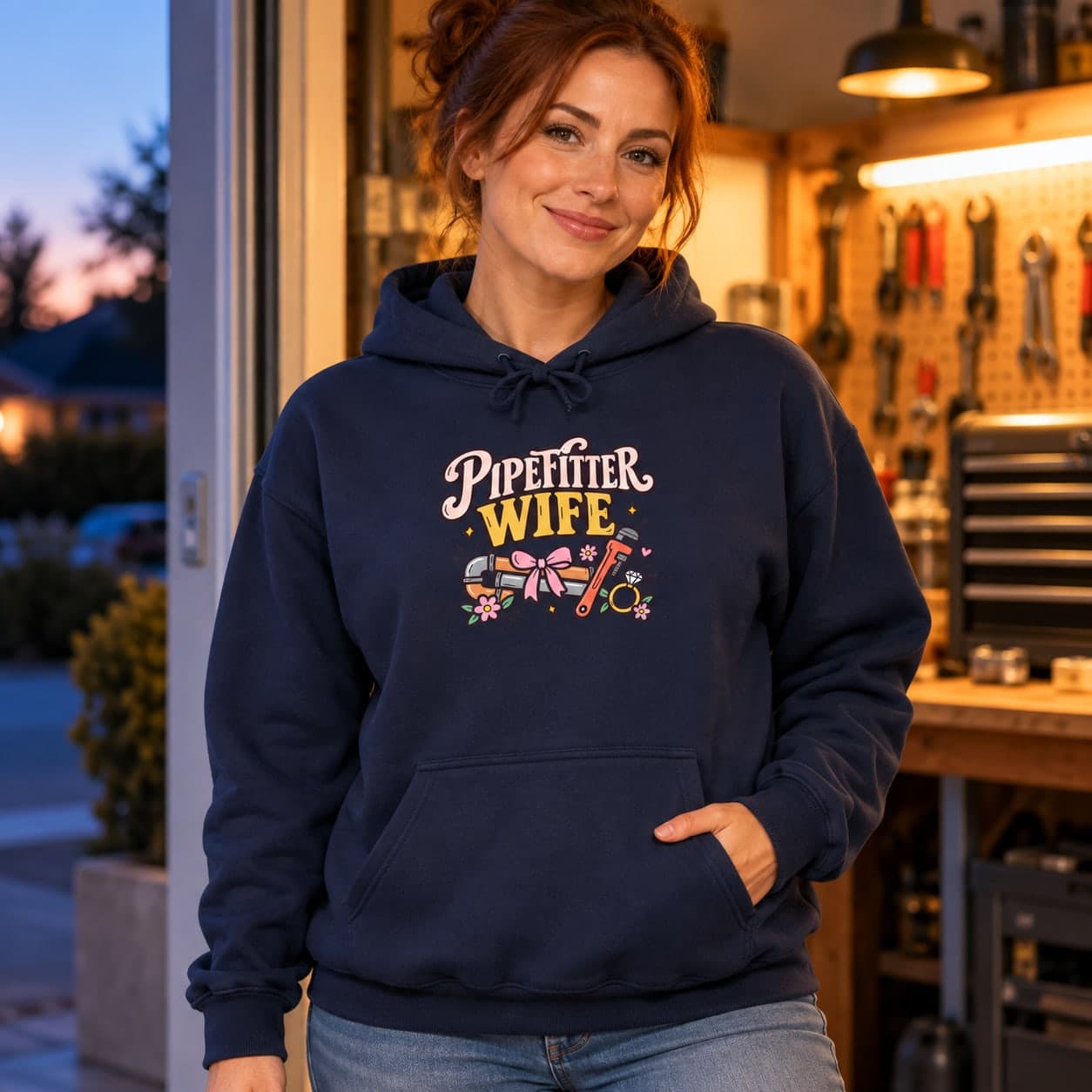 Pipefitter Wife Hoodie – Proud Trade Family Pipes Wrench and Ring