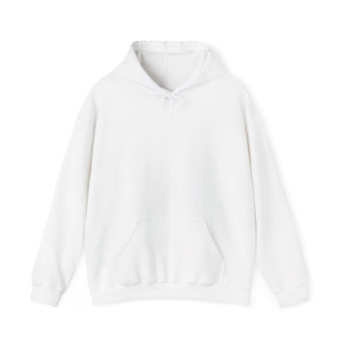 Plain white unisex heavy blend™ hooded sweatshirt, front view