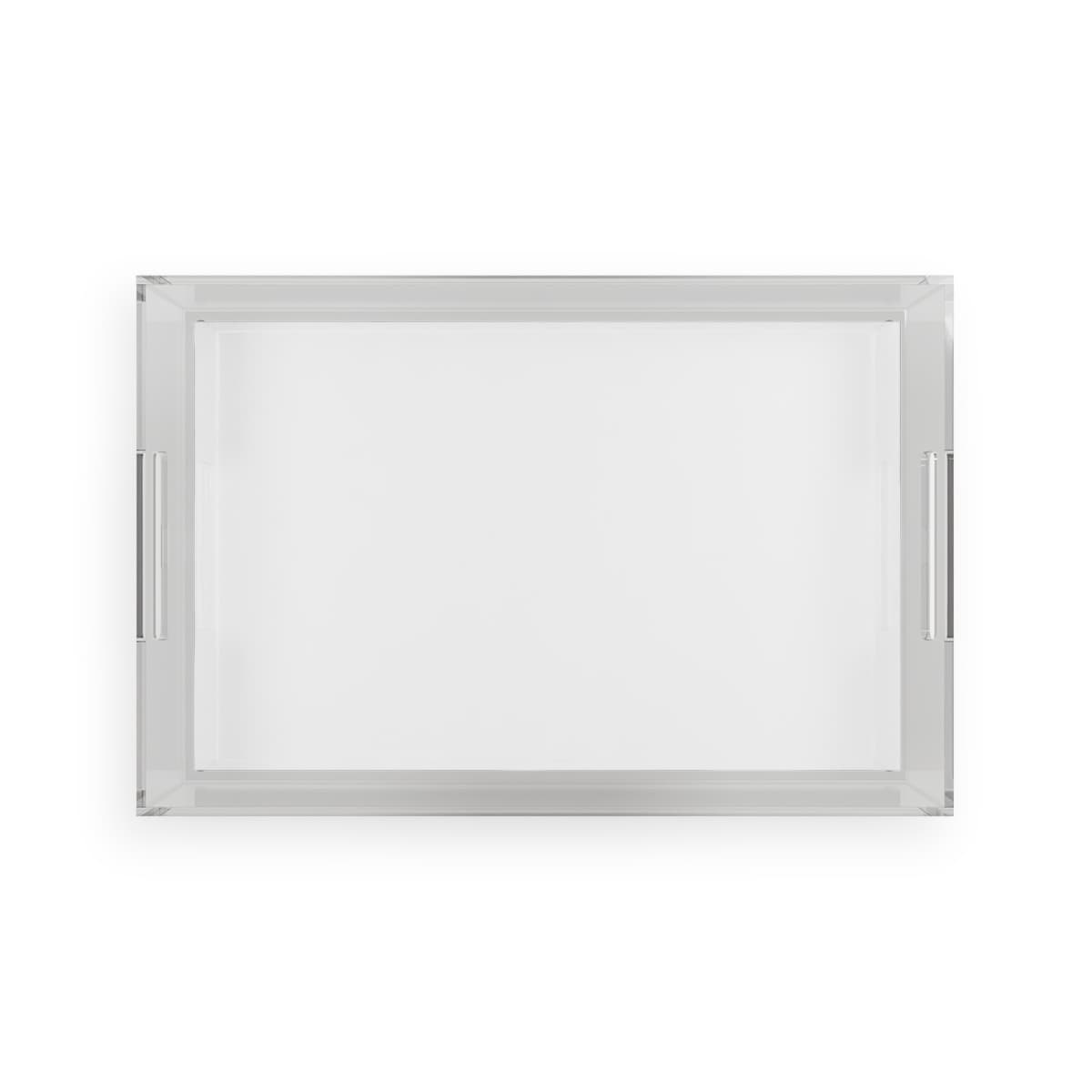 Plain clear acrylic serving tray, front view
