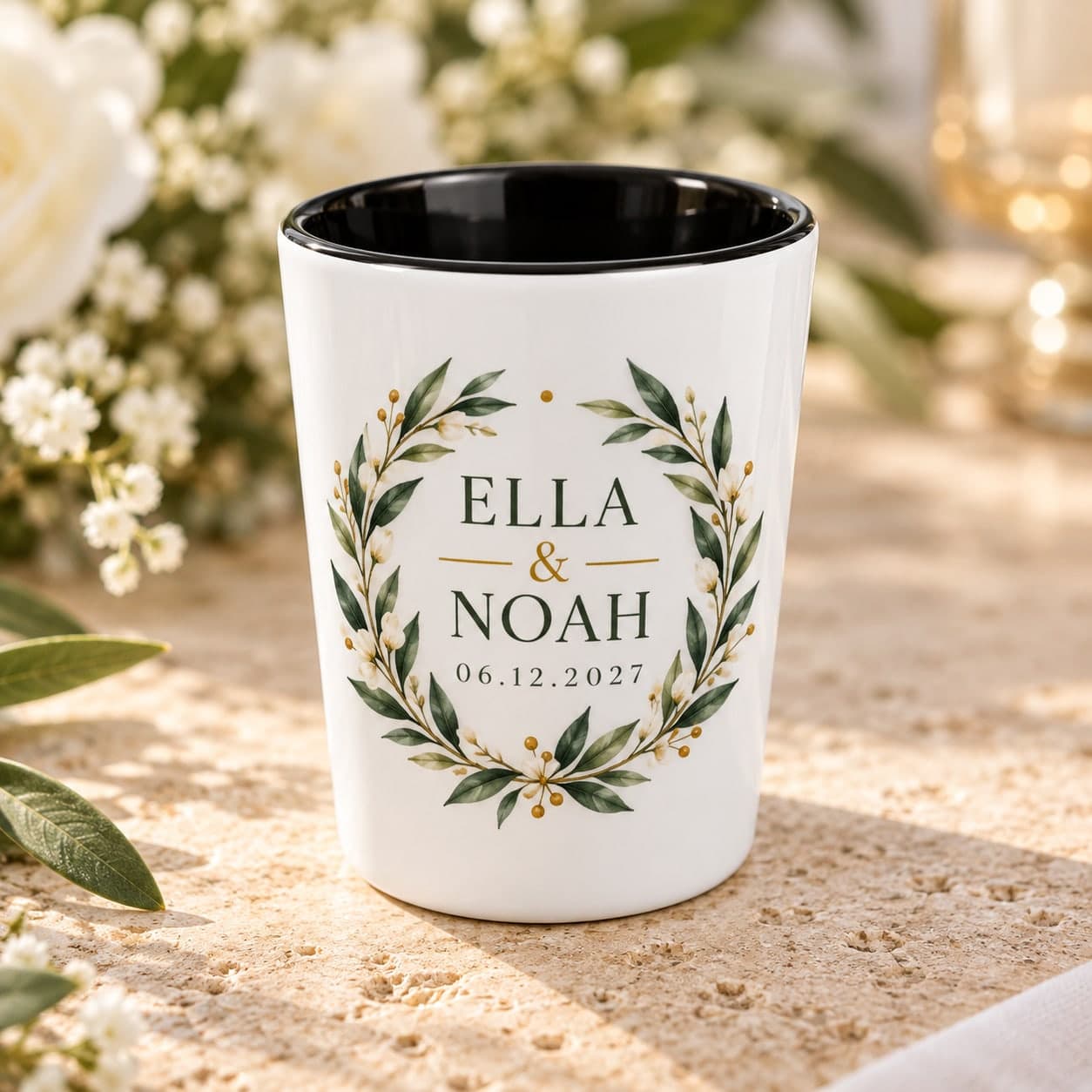 Custom 1.9 oz White Ceramic Shot Glass with Your Photo or Text