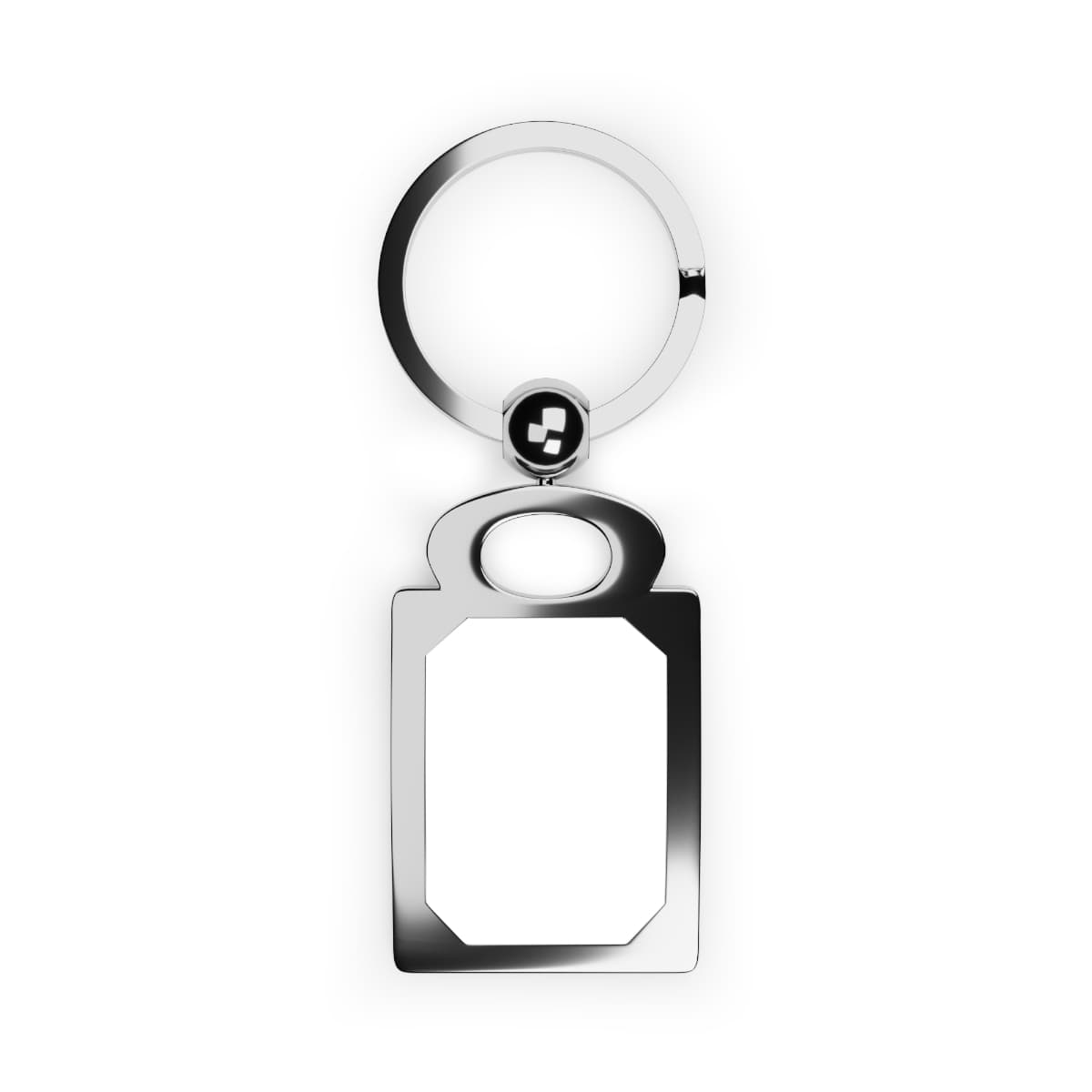 Plain silver rectangle photo keyring, front view