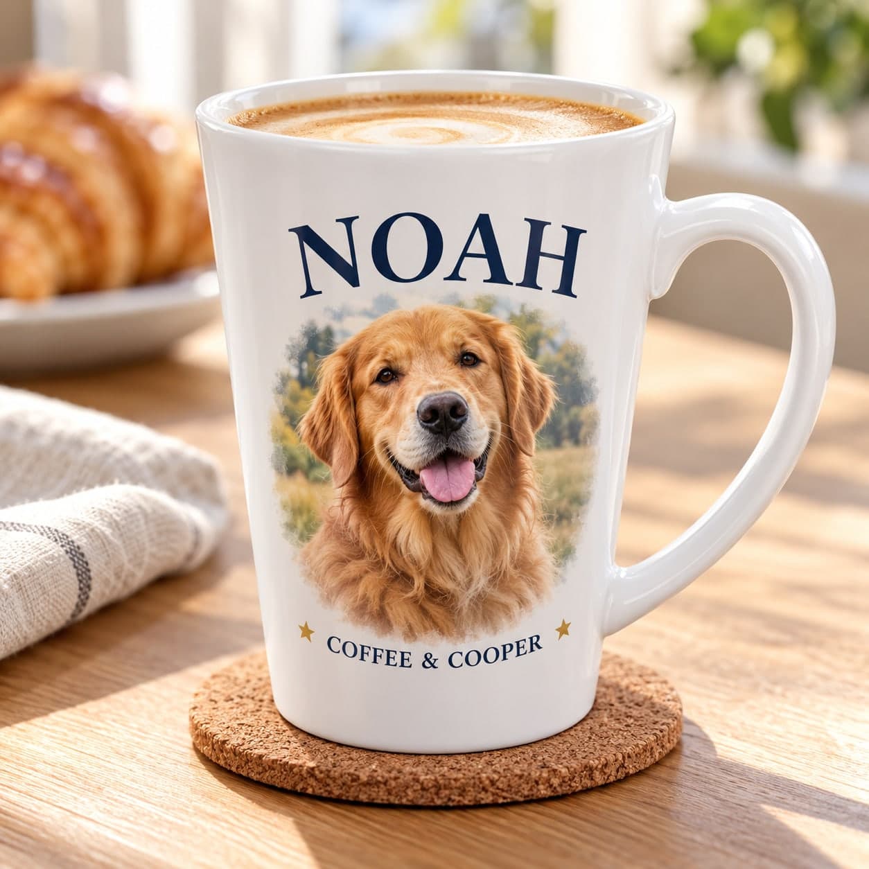 Custom 12 oz Scratch-Resistant Latte Mug with Your Photo or Text