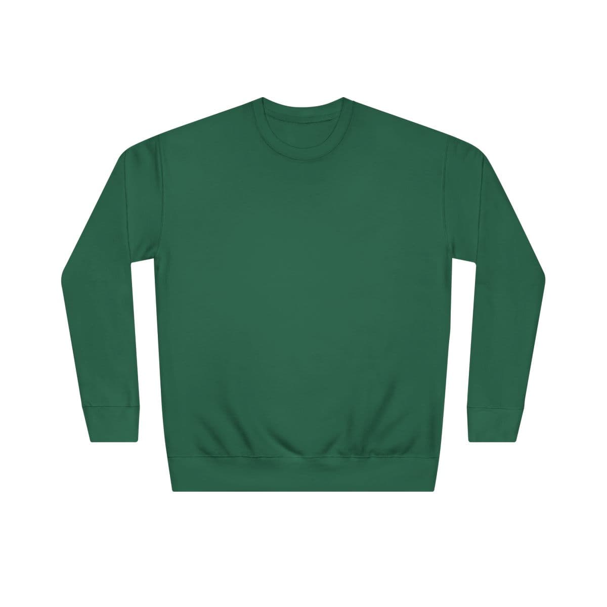 Plain forest green unisex crew sweatshirt, front view
