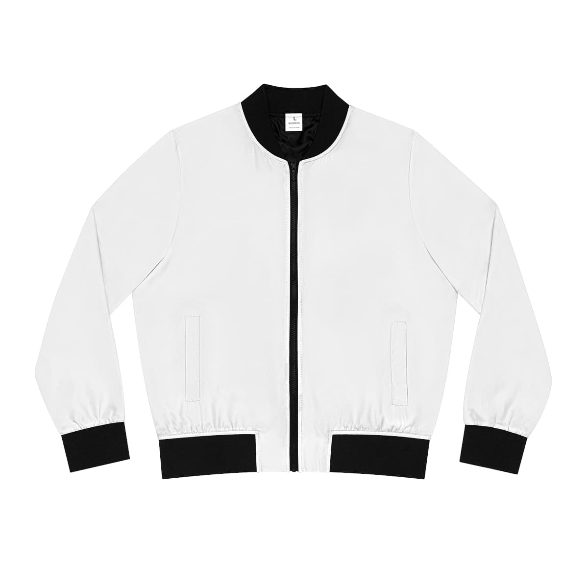 Plain seam thread color automatically matched to design women's bomber jacket (aop), front view