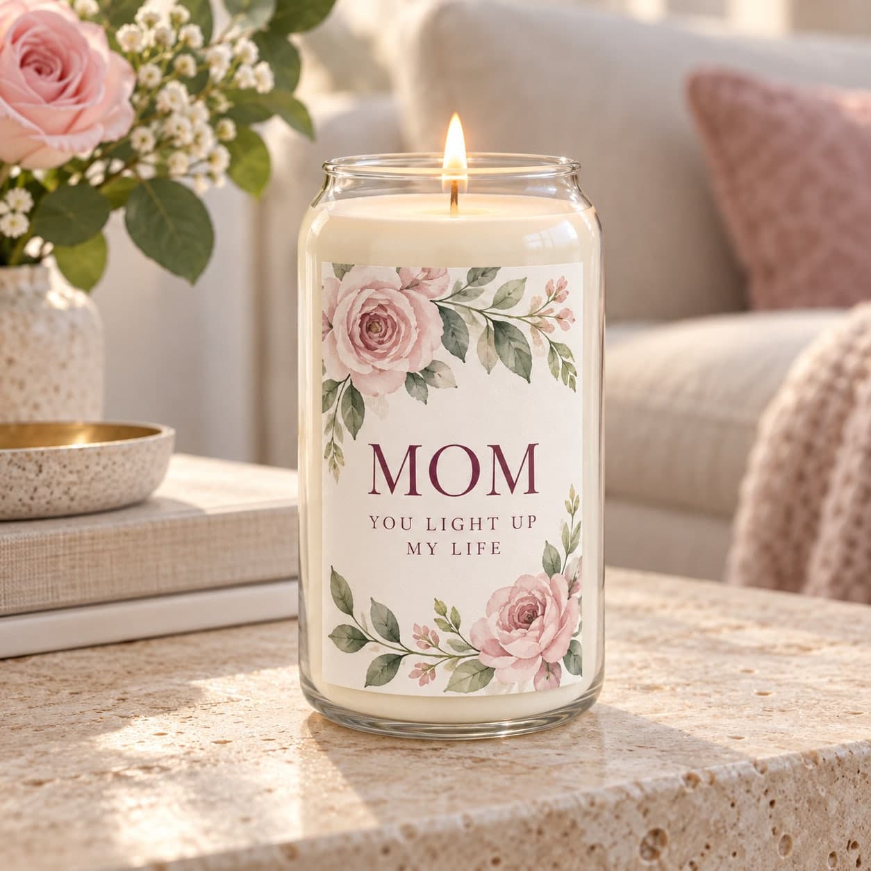 Custom Hand-Poured 13.75 oz Scented Soy Candle with Your Photo or Text