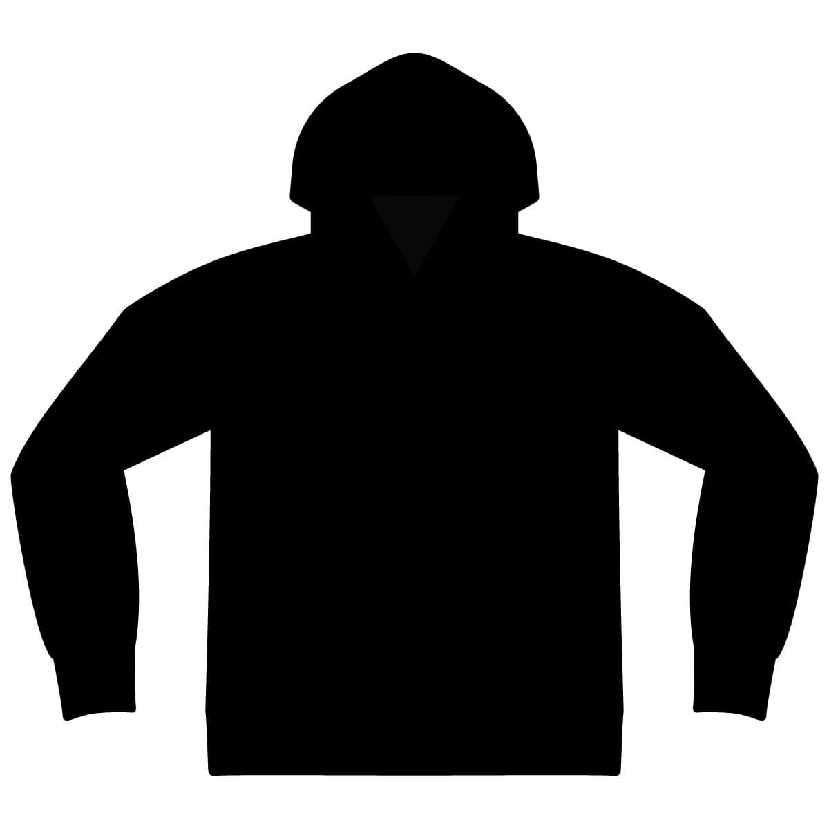 Plain black unisex sponge fleece drop shoulder hoodie sweatshirt, front view