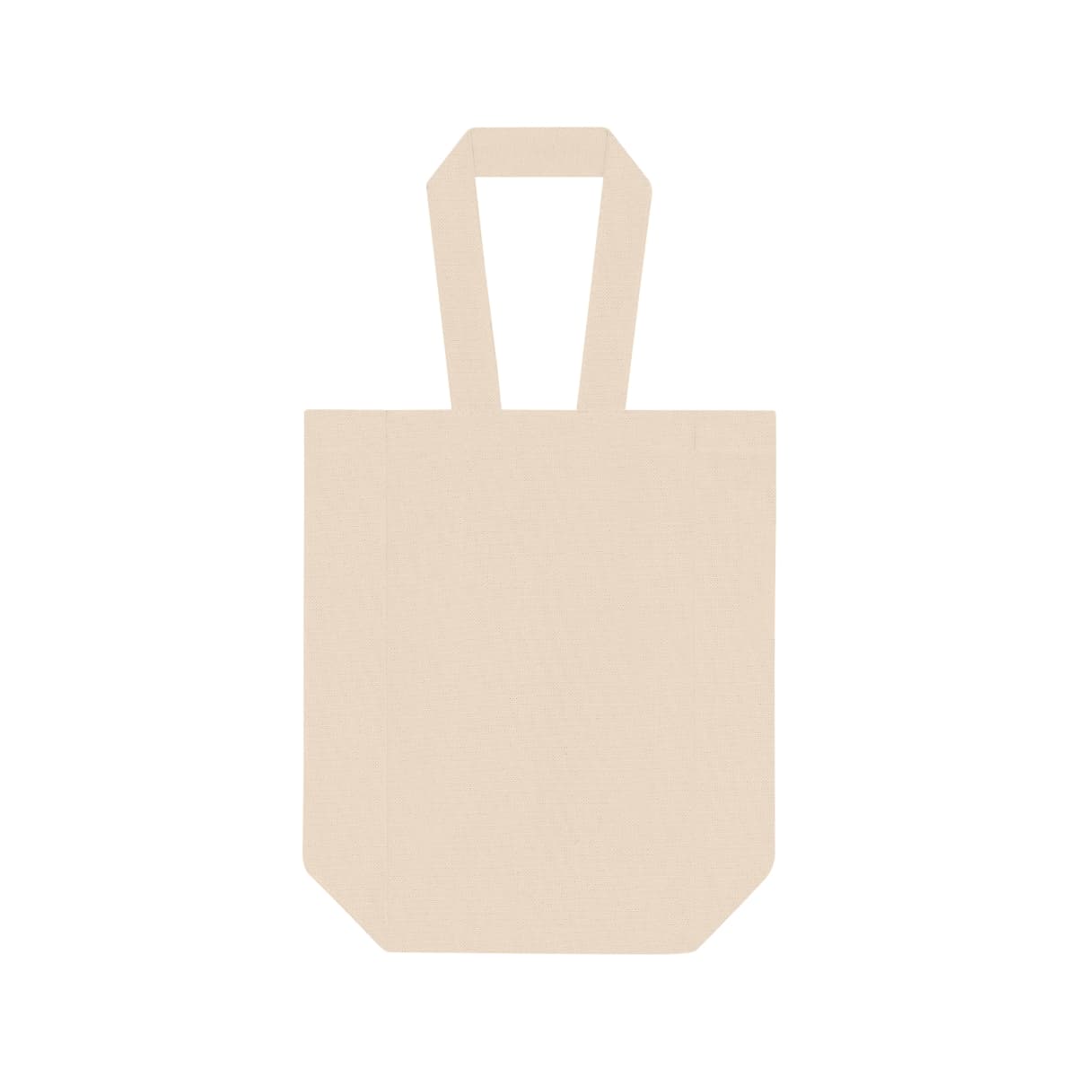 Plain natural double wine tote bag, front view