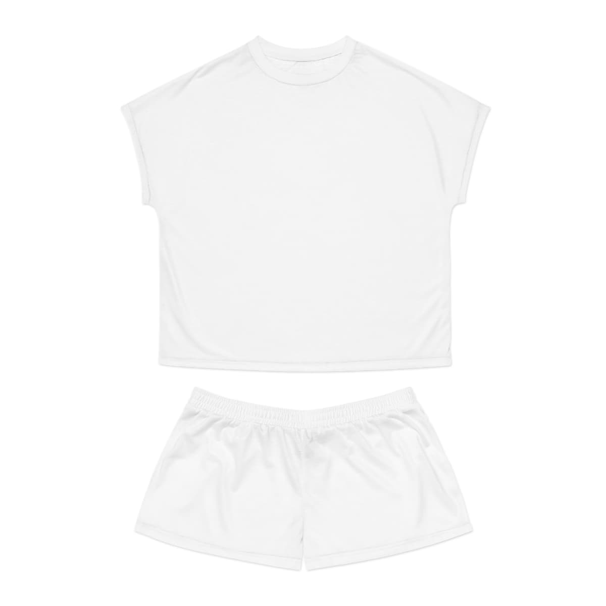 Plain white women's short pajama set (aop), front view