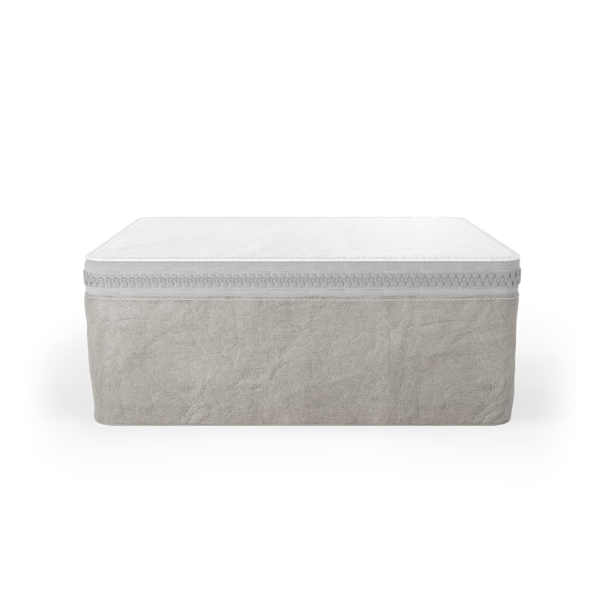 Plain grey paper lunch bag, front view