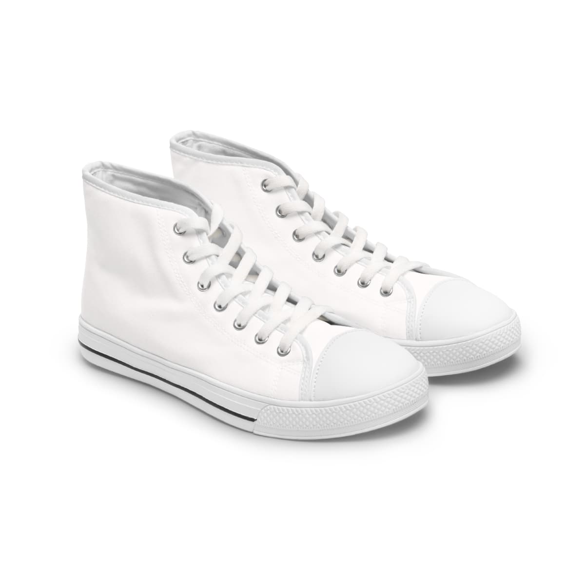 Plain white sole women's high top sneakers, front view